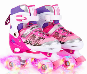 lot 5188 image: Adjustable Roller Skates for Girls and Women, All 8 Wheels of Girls Skates Shine, Safe and Fun Illuminating for Kids