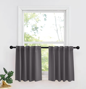 lot 5195 image: RYB HOME Small Window Curtains - Blackout Insulating Privacy Curtains for Kids Bedroom Kitchen Bathroom Basement Cafe Cabinet Tiers Drapes, 34 Width x 24 Length, 2 Panels, Grey