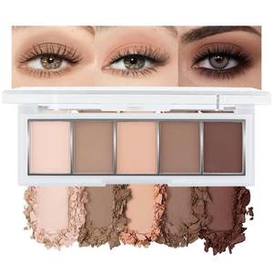 lot 5208 image: 5 Color Matte Eyeshadow Palette, Neutral Nude Brown Eye Shadow Kit with Ivory Peach Nude Mocha Shades, Highly Pigmented Blendable Long Lasting for Daily Makeup Mature Eyes. Sombras mate marrones 01#