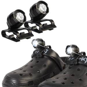 lot 5213 image: chefensty LED Clogs Shoes Light 2 Pcs,for Headlights for Croc 72 Hours in The Dark,for Dog Walking,Handy Camping,Night Running Gifts,Christmas Gifts(New Black)