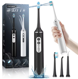 lot 5416 image: Smart 3-in-1 Sonic Dental Care Device IPX7 Oral Irrigator 4 Cleaning Modes 3 Attachments Soft-bristle Toothbrush Water Flosser