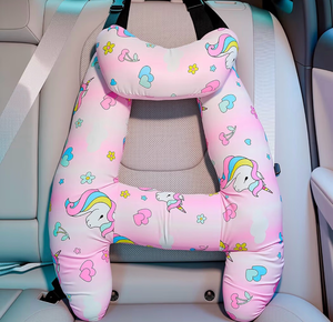 lot 5431 image: Chunful H-Shape Car Seat Pillow for Kids Car Travel Pillow for Kid Children Vehicle Sleeping Head Support Back Seat Adjustable Head Neck and Shoulder Support for Long Trips Sleeping (Unicorn)