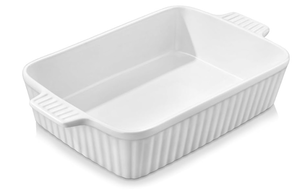 lot 5469 image: MALACASA 4.4 QT Baking Dish, 9x13 Large Casserole Dish for Oven, Ceramic Baking Pan, Rectangular Lasagna Pan Deep with Handles for Baking, Durable Microwave Oven Safe, White
