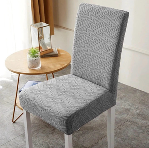 lot 5471 image: Pack of 6 Comfy Covers Light Grey Chair Covers for Standard Dinning room Chairs
