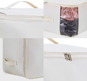 lot 5476 image: Set of 2 Beige Space Saver Bags- Cube Shaped (12x16x10)
