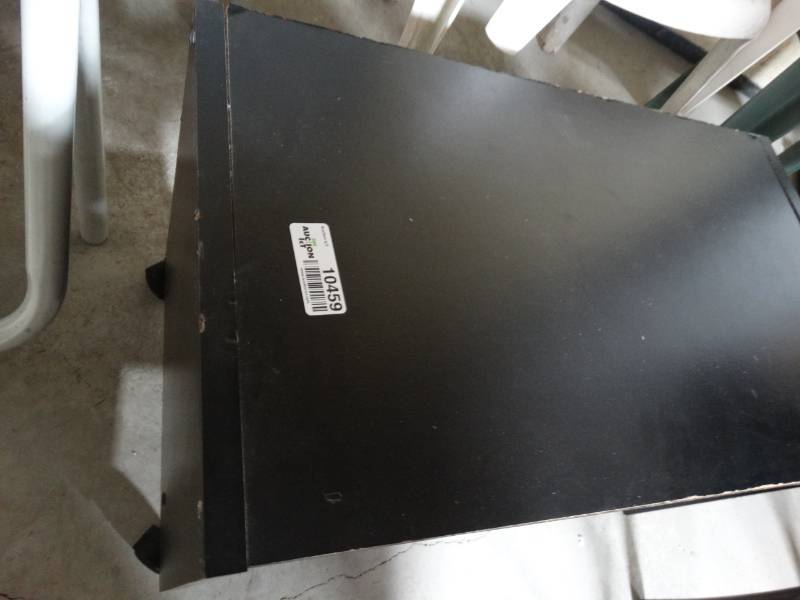 lot 10459 image: black side table on wheels