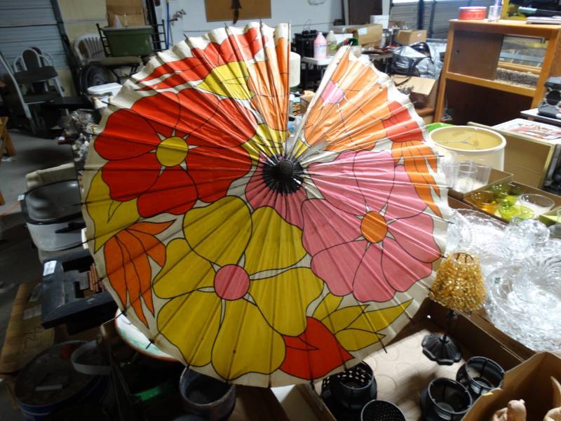 lot 10613 image: Decorative Paper and Bamboo Umbrella