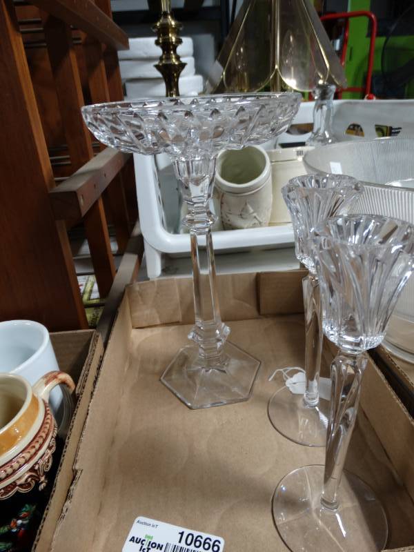lot 10666 image: Lot of 3 Crystal Candle Holders