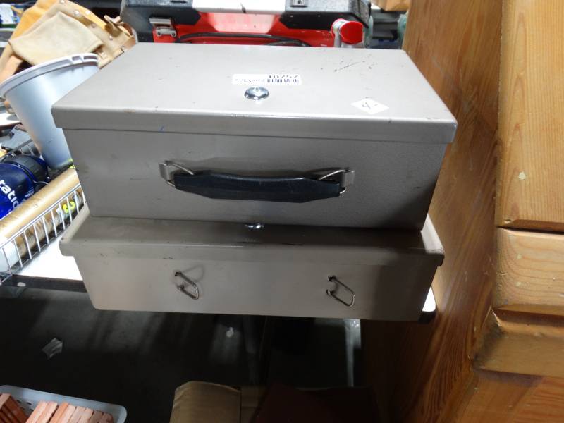 lot 10757 image: Lot of 2 Metal Cash Boxes