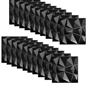 lot 5231 image: 3D Geometric Wall Tiles Black Self-Adhesive Wall Stickers 30cm Kitchen Backsplash - Retail $80