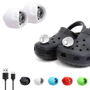 lot 5245 image: Vergissm Rechargeable Headlights Compatible with Croc, 2 PCs LED Flashlight, Waterproof Hands Free Flashlights with 3 Lighting Modes, Novelty Clog Lights for Camping, Dog Walking (White)