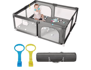 lot 5483 image: 70 x 50 Extra Large Baby Playpen for Babies and Toddlers, Safe Activity Center with Soft Play Fence, Indoor Safety Yard, Easy to Assemble and Clean (Light Gray)