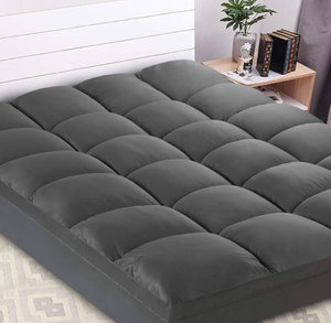 lot 5493 image: KARRISM Extra Thick Mattress Topper, Cooling Mattress Pad Cover Topper, 400TC Cotton Pillow Top (Dark Grey, Full)