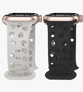 lot 5498 image: 2 Pack Silicone Bands Compatible with Apple Watch Band 38mm 40mm 41mm 42mm 44mm 45mm 49mm, Hollow-Out Dog Paw Design Sport Soft Strap for iWatch Ultra SE Series 987654321 Women Men
