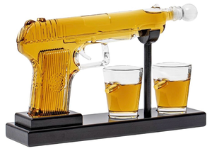 lot 5499 image: J Gun Decanter Set, 6.5oz Whiskey Decanter Set for Men with 2 Shot Glasses