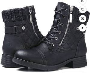 lot 5507 image: TEAHOO X STQ Womens Combat Boots Lace up Ankle Booties Black US 8