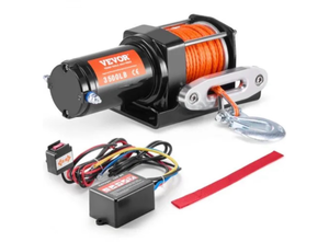 lot 5509 image: VEVOR Electric Winch, 3500 lb Line Pull Capacity, 12V DC ATVUTV Winch with �316 in x 39 ft 12 Strands Synthetic Rope Aluminum Fairlead Wired Remote Control, IP55 Waterproof for Towing UTV ATV Boat