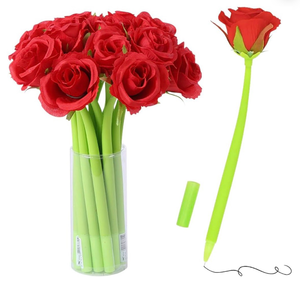 lot 5514 image: 48 Pcs Artificial Rose Ball Pen for Girls Women Teachers Home Office School Decor Office School Office Decor Red