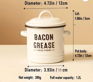 lot 5515 image: 1pc Bacon Grease Container & Ceramic Butter Dish With Lid For Countertop, Grease Can, Butter Keeper, Premium Breakfast Canister Set For Kitchen In Farmhouse Style In Classic, Home Kitchen Supplies