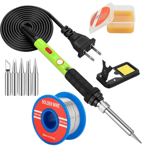 lot 5522 image: Soldering Iron Kit, 60W Soldering Iron with 5pc Interchangeable Tips, 10-in-1 Adjustable Temperature Solder Welding Tools, Fast Heating, Electronic Repair, 110V, Green (Powers On)