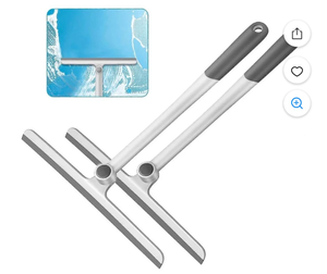 lot 5527 image: 4 Pack Shower Squeegee for Shower Doors, Shower Squeegee for Glass Doors, Bathroom, Mirrors, Windows Cars and Tile Walls, 12 Inch Grey