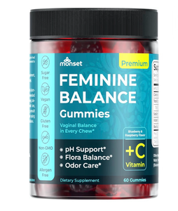 lot 5532 image: MONSET Feminine Balance Gummies for Women Vaginal Probiotics for Women pH Balance & Odor Control 60ct Prebiotics and Probiotics for Womens Berry Flavor Vaginal Health Supplement (Exp 12-26)