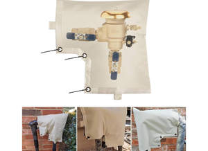 lot 5542 image: Backflow Preventer Insulation Cover (5°F), POROLIR 12X13 Thicker Pressure Vacuum Breaker Cover, Water Well Pump Sprinkler Valve Cover, Outdoor Faucet Cover for Winter, Khaki