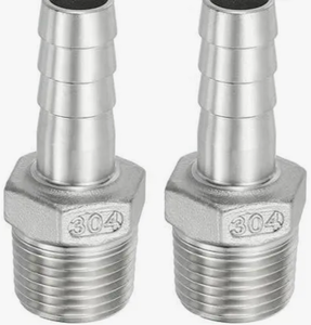 lot 5548 image: 304 stainless steel 12 hose barb x 12 npt male thread, Air Hose Repair Connector for Water, Fuel (2 Pack)