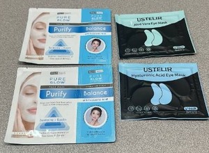 lot 5550 image: Face and Eye Mask Set - Pure Glow Purify and USTELIR Hyaluronic Acid Collection