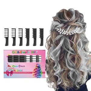 lot 5258 image: MSDADA New Hair Chalk Comb Temporary Hair Color Dye for Girls Kids with Light Color Hair, Washable Hair Chalk for Girls Age 4 5 6 7 8 9 10 Birthday Cosplay DIY, Christmas, New Year (Black & White)