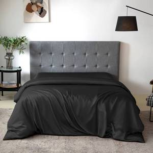 lot 5263 image: THXSILK Silk Duvet Cover, 100% 7A Mulberry Silk Comforter Cover, Seamless, Breathable, Easy Care Zipper Closure, 1 Duvet Cover Only - Queen, Black