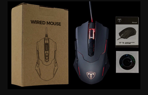 lot 5583 image: PicTek T7 Wired Gaming Mouse - a high-sensitivity sensor, seven buttons, assignable sensitivity levels, RGB lighting, and adjustable polling rates. It supports dpi levels 12002400350055007200. (TESTED WORKS)