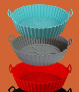 lot 5603 image: 3 Pack Air Fryer Silicone Liners, 8 inch Silicone Air Fryer Liners Pot, Heat Resistant Easy Cleaning Silicone Air Fryer Basket, Replacement of Air Fryer Liners Paper for 5 Qt Air Fryer Oven