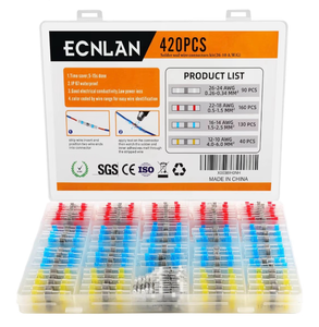 lot 5606 image: 420PCS Solder Seal Wire Connectors - ECNLAN Insulated & Waterproof Wire Connector Kit for Marine Automotive Motorcycle Electrical