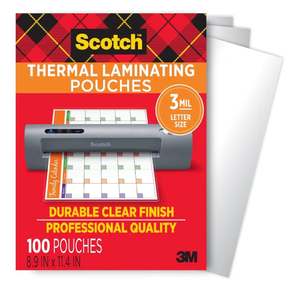 lot 5619 image: Scotch Thermal Laminating Pouches, 100 Count-Pack of 1, 8.9 x 11.4 Inches, Letter Size Sheets (TP3854-100)