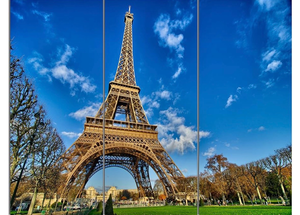 lot 5632 image: Design Art PT14351-36-28-3P Beautiful Winter Day in Paris-Extra Large Cityscape Wall Art on Canvas, 36x28-3 Panels