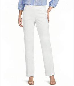 lot 5648 image: Plus Size the PARK AVE fit Pull-On Straight Leg Comfort Waist Pants (Off White) (14R) light stain on bottom of pant leg