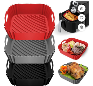 lot 5666 image: DUXAA 3 Pcs Air Fryer Silicone Liners, 8.5, Reusable Heat Resistant, for 4 to 8 QT Air Fryer Inserts for Oven Microwave Accessories