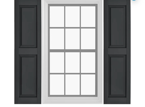 lot 5686 image: Raised Panel Vinyl Shutters (1 Pair)  12 x 51 - Cornerstone Grey  Exterior Window Shutters  Includes Mounting Hardware  Simple Installation  Made in USA