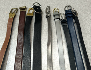 lot 5691 image: Black and Gold Coach Belt- Brown and Gold Cole Haan Belt(Missing Buckle) - Mixed Lot of Designer Leather Belts