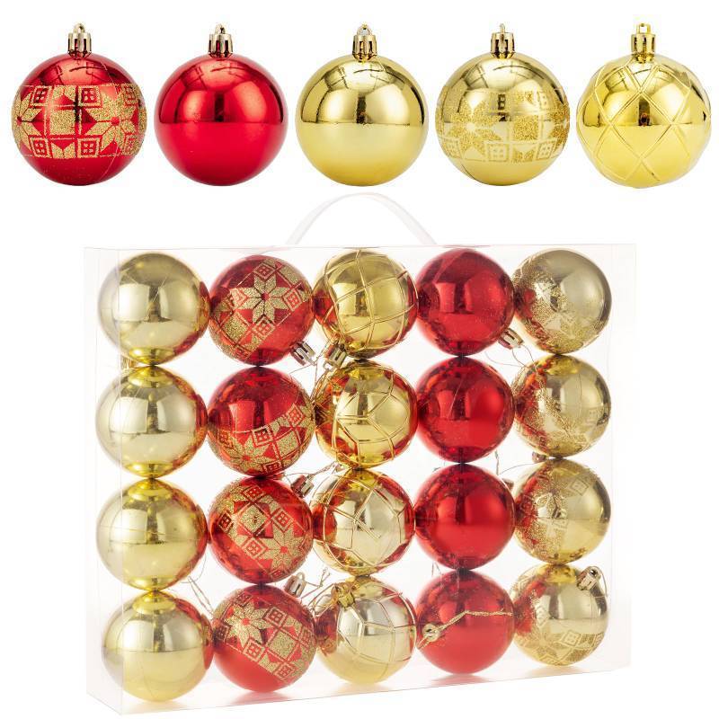lot 83 image: Christmas Tree Decoration Ball Set - 20 Pieces of shatterproof Multi-Colored Christmas Tree Decorations, 2.36 inches Hanging Balls, Festive Party use (redGold)