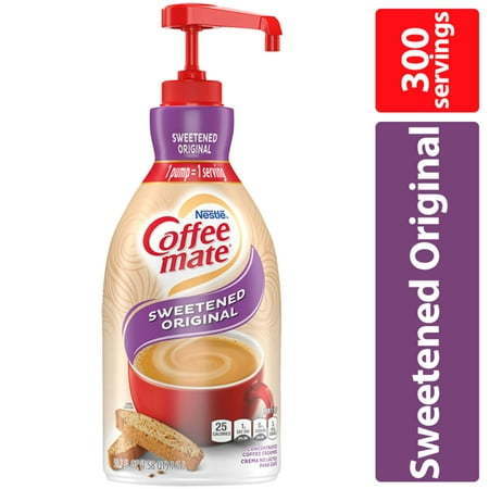 lot 559 image: Coffee Mate Sweetened Original Liquid Coffee Creamer  Bulk Coffee Creamer Pump Bottle  50.7 Oz - Best by Jan 2026