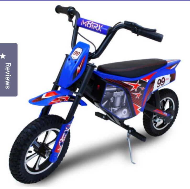 lot 910 image: M8trix 24V Electric Dirt Bike Ride-On Motorcycle for KidsTeens 13 (Blue) - Retail $298