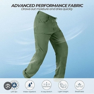 lot 952 image: KastKing Men Wind Crest Fishing Hiking Water Repellent Lightweight Pants 40Wx34L sage green