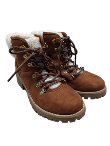 lot 953 image: Brown Suede Winter Combat Boots with Sherpa Lining womens 6.5