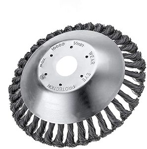lot 957 image: SI FANG 8 Inch Steel Wire Wheel Brush Cutter Strimmer Head,Indestructible String Trimmer Attachment, Tough Weed Eater Head Derusting Cleaning Garden Grass, for Pavement Joints, Driveway, Paving Stone