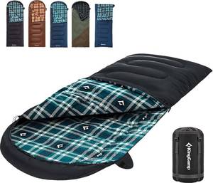 lot 961 image: KingCamp Sleeping Bag for Adults, Cold Weather & Warm XL Big and Tall Flannel Sleeping Bags with Compression Sack Portable Waterproof Essentials Gear Accessories for Outdoor Camping (Black Right) - Retail $70