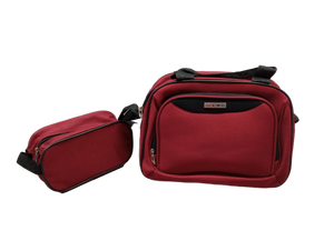 lot 967 image: TAG 2-Piece Burgandy Canvas Toiletry Bags