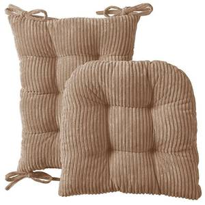 lot 969 image: Sweet Home Collection Velvet Ribbed Non Slip Rocking Chair Cushion Set, Taupe (2 Included)