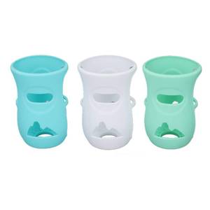 lot 994 image: Reusable Food Grade Silicone Baby Bottle Cover 240ml Scratch Proof Glass Bottle Sleeve with Hair Insulation Protector Washable Compatible with Avanti Bottles (6 Light Blue Bottle Covers Included)